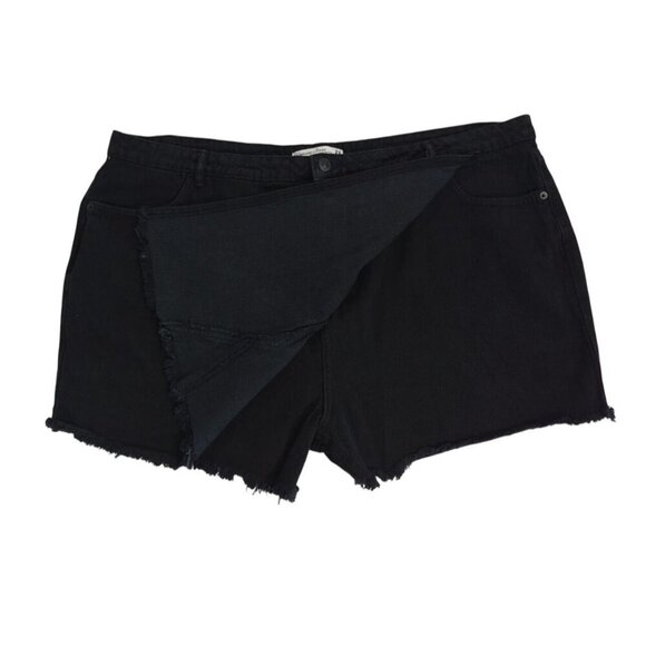 Asymmetrical Black Denim Skort With Frayed Hem & Pockets By Highway Jeans 24. - Picture 5 of 8